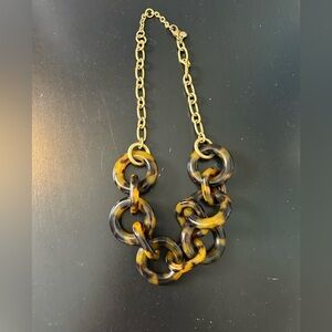 Trendy Signed J. Crew Gold Tone Chunky Chain Tortoise Design Costume Necklace